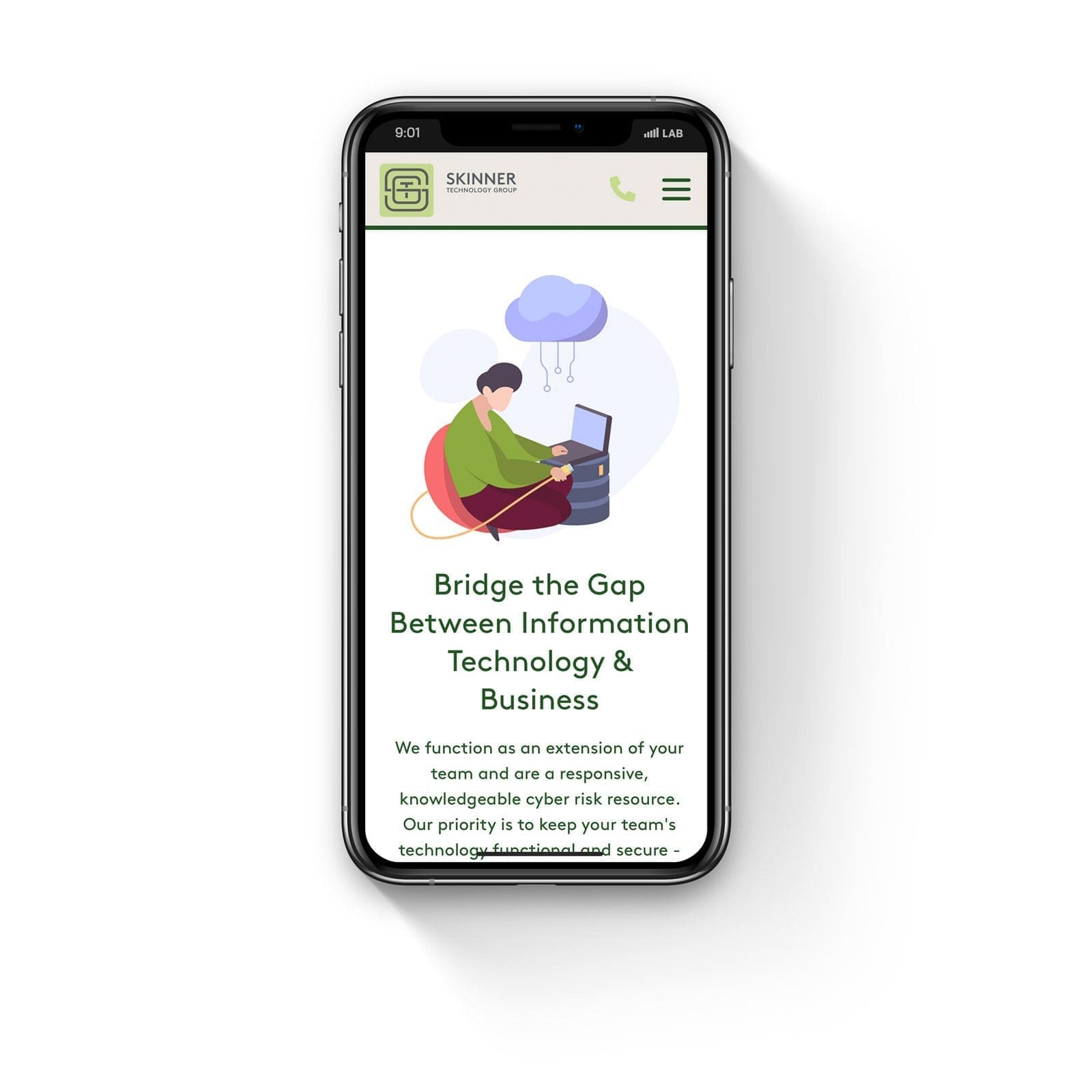 Skinner Technology Group Website on an iPhone