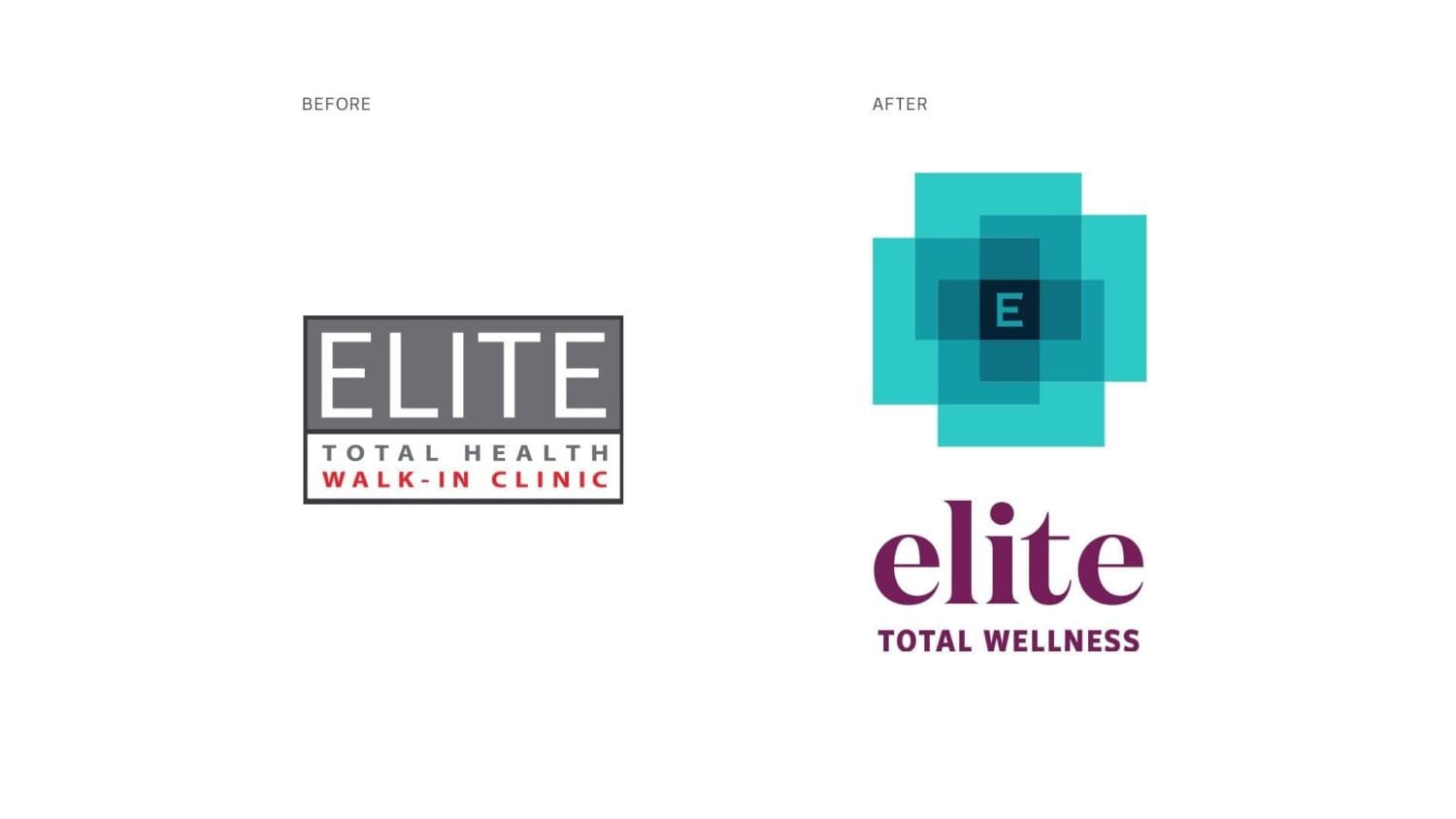 elite logo before and after