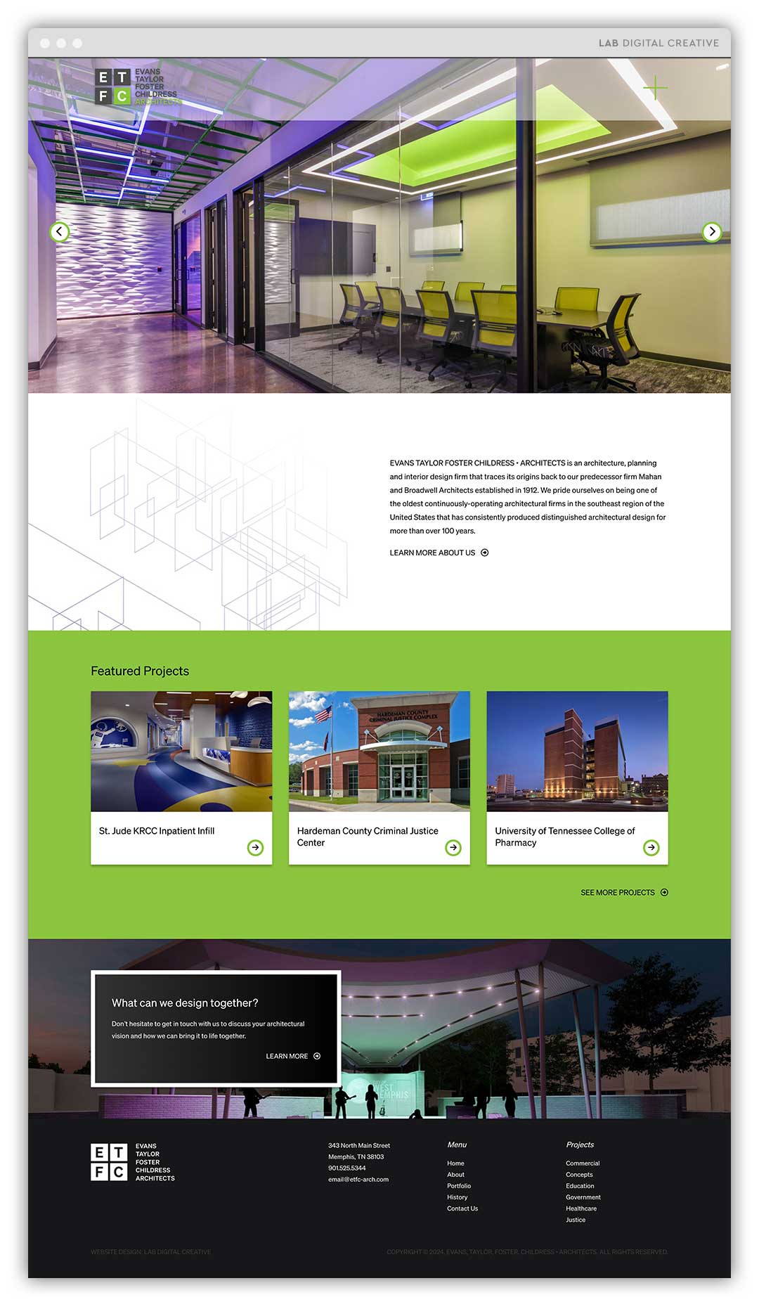 ETFC Architects Memphis Website Design Desktop