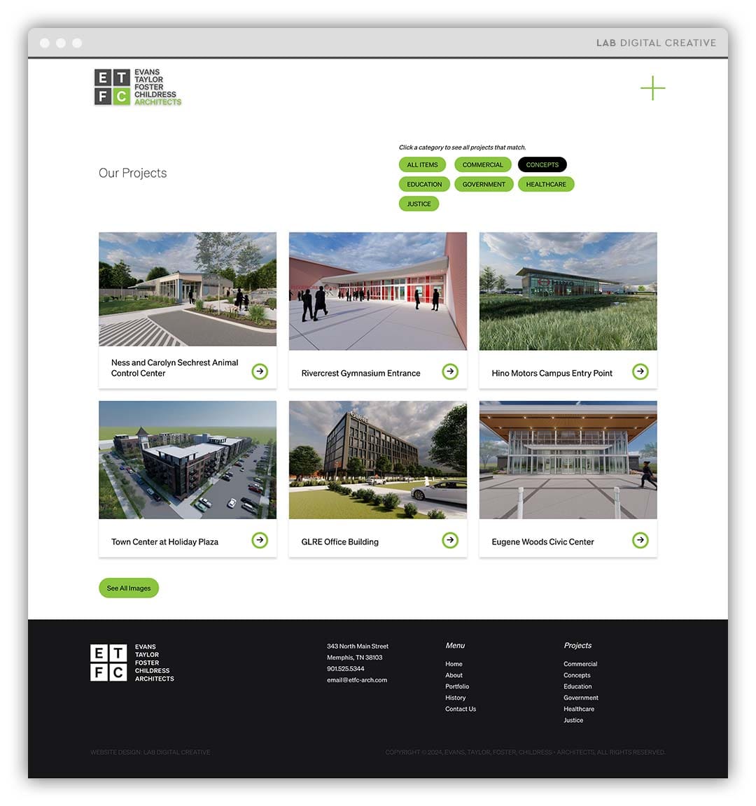 ETFC Architects Portfolio Overall Design Desktop