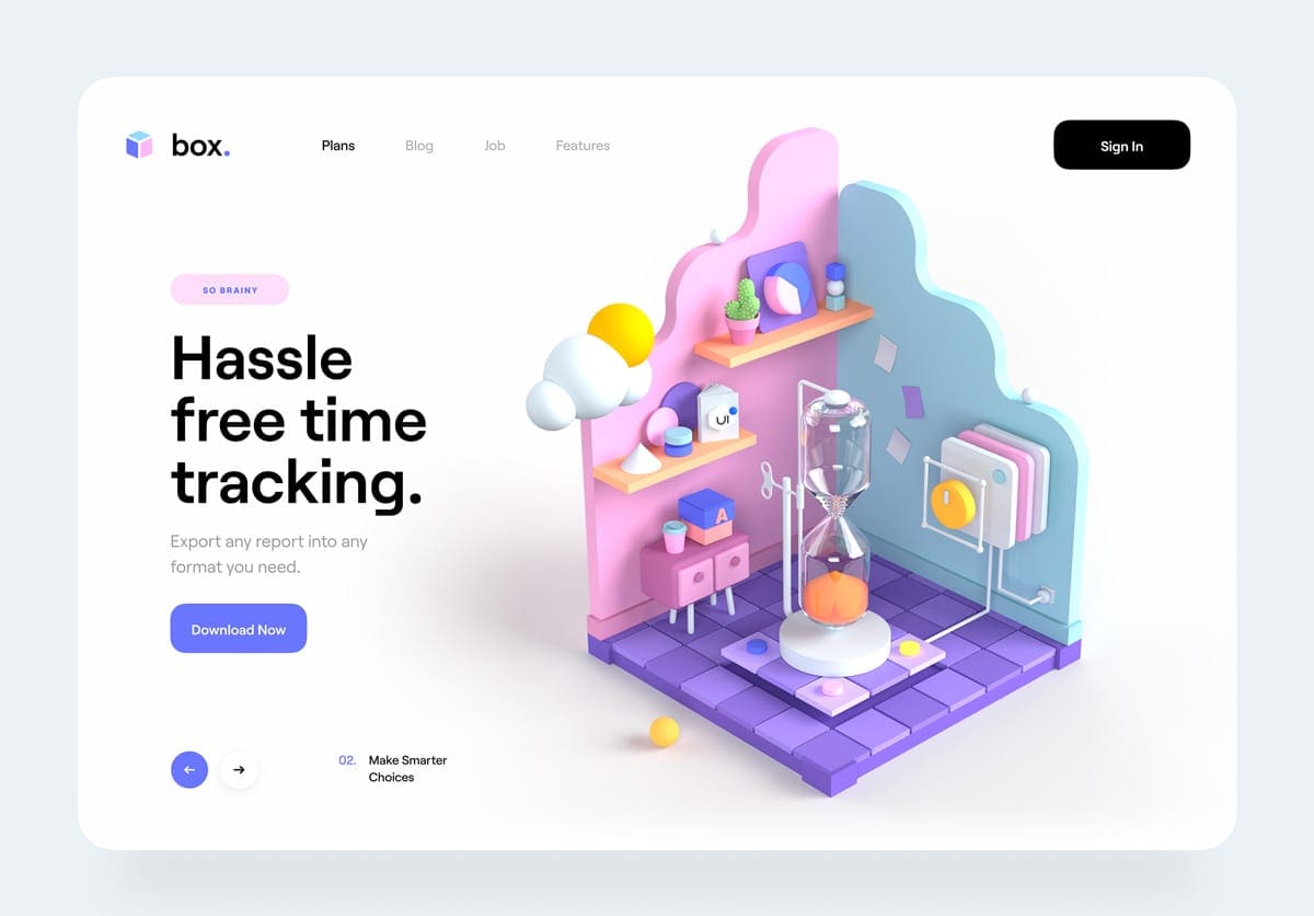 Memphis Website Design Trends 3D Example