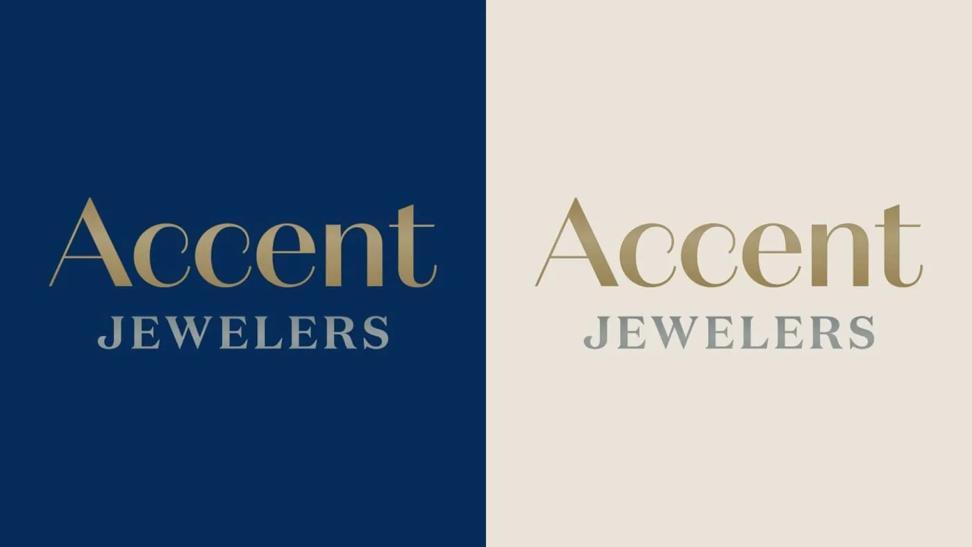 Logo on navy and cream