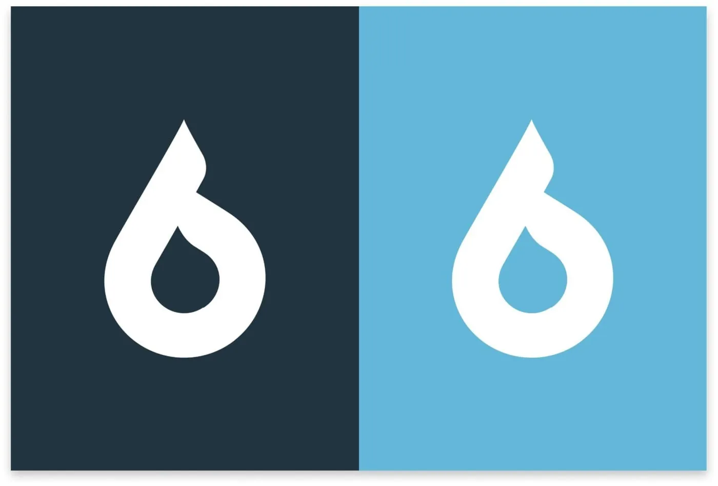 Droplet mark on dark and light blue
