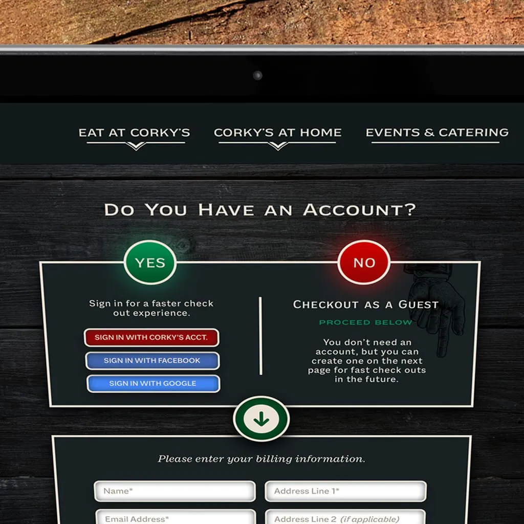 Online ordering checkout