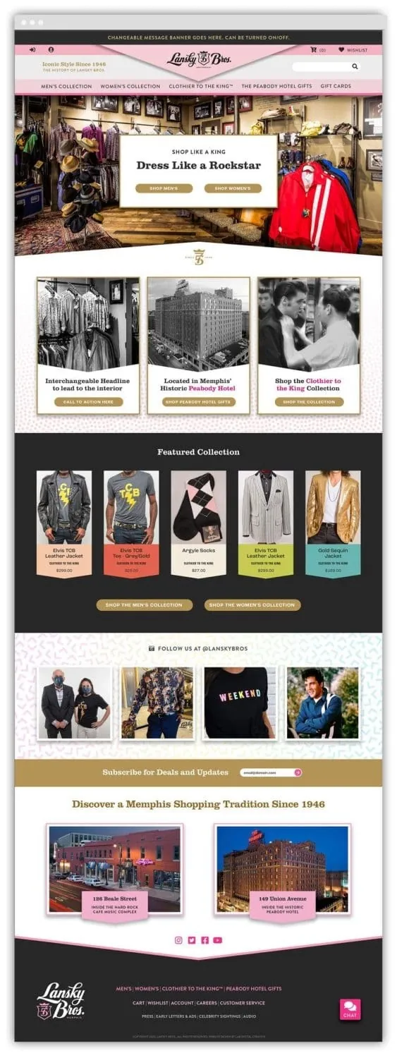 Full online store homepage