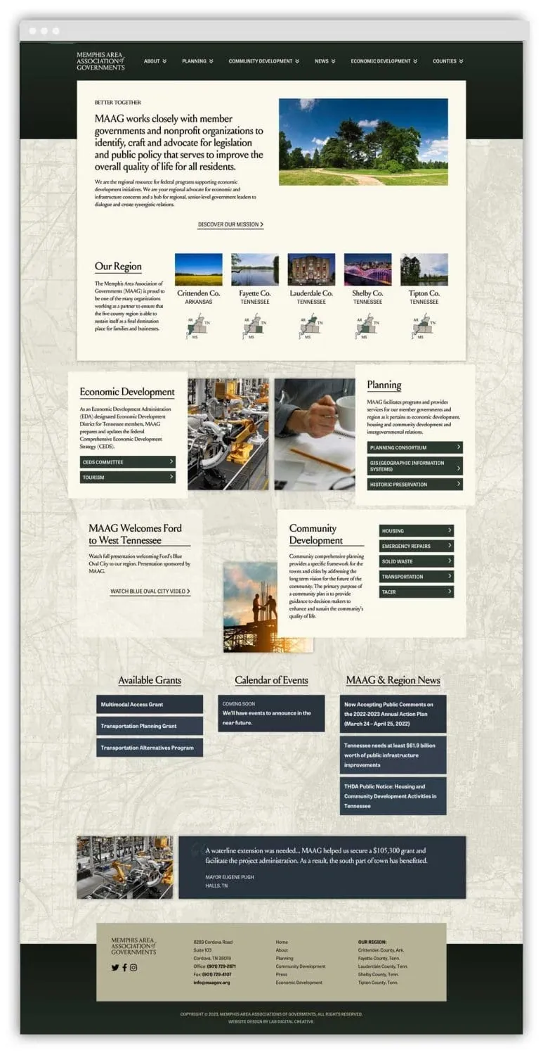 Homepage design