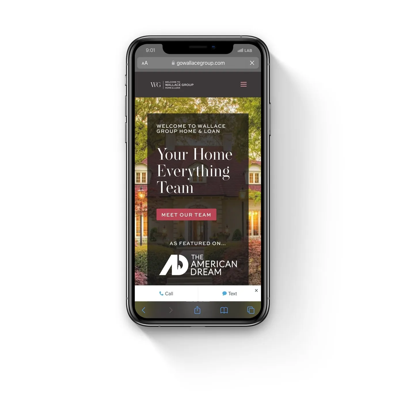 Homepage on a phone